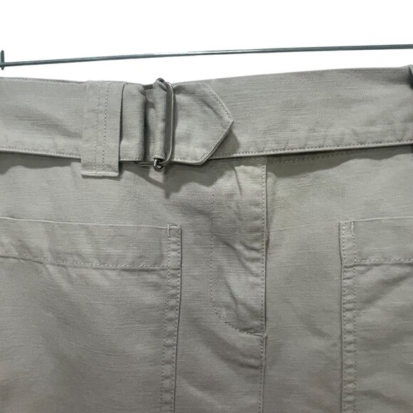 Calvin Klein Jeans Belted Skirt Linen Blend Khaki Utility Pockets Size 8 - Picture 5 of 10